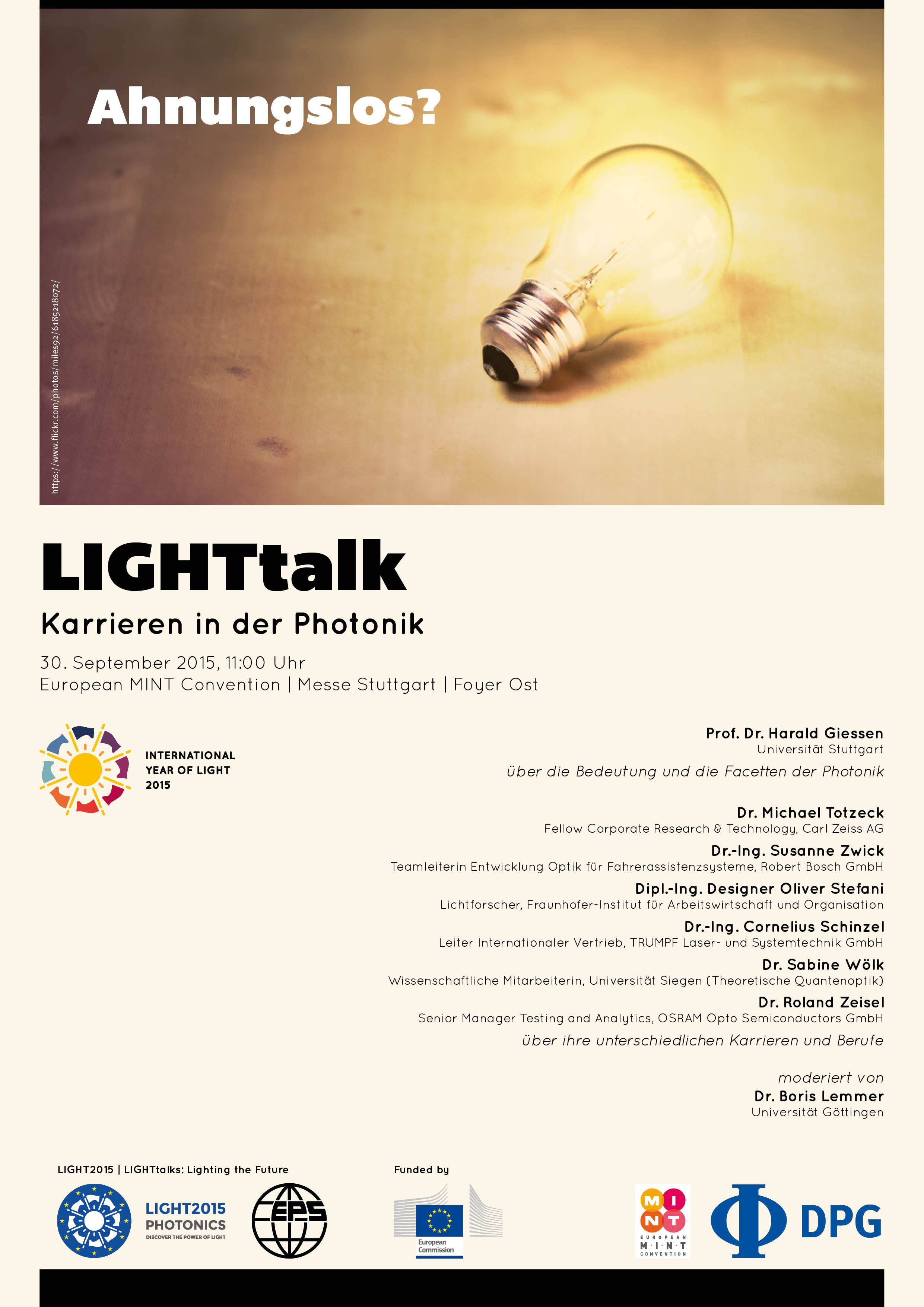 Veranstaltungsposter des LIGHTtalks Karrieren in der Photonik